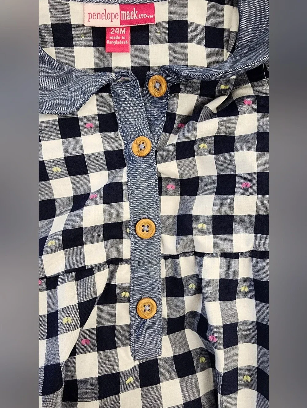 Penelope Mack 24M Gingham Bubble Romper + Matching Sun Hat